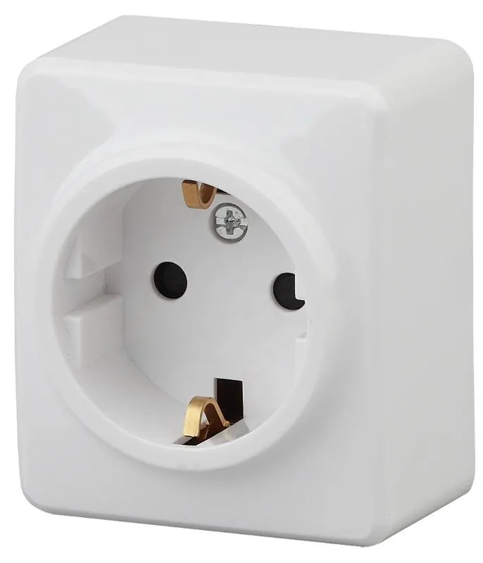Розетка 2P+E Schuko, 16АХ-250В,11-2203-01, ОУ, Эксперт, белый (16/160/3200) |Б0020685 | ЭРА — фото