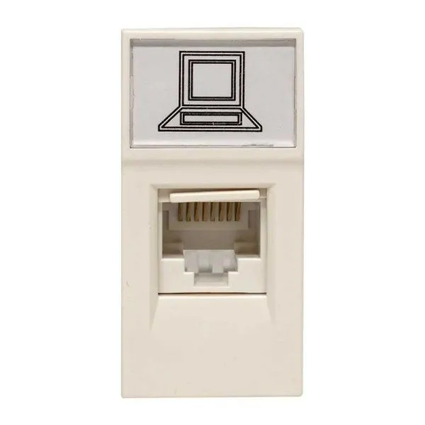 ЕКФ Розетка компьютерная 22.5х45мм RJ-45 кат.5е, 1 модуль, белая — фото