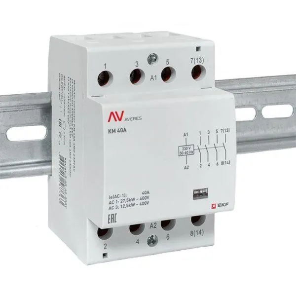 Контактор модульный КМ 40А 4NO 230VAC (3 мод.) AVERES | km-av-3-40-40-230V | EKF — фото