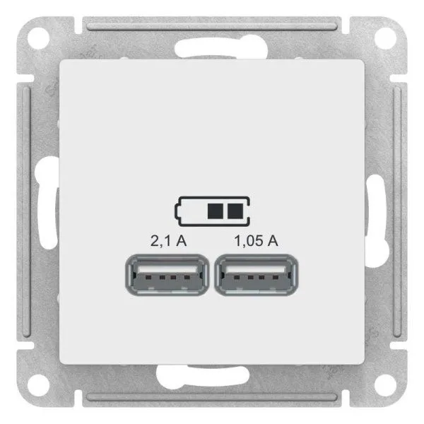 AtlasDesign Лотос USB Розетка A+A, 5В/2,1 А, 2х5В/1,05 А, механизм | ATN001333 | SE — фото