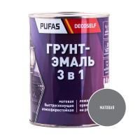 ПУФАС Грунт-эмаль 3 в 1 быстросохнущая серая (мат.) Decoself (0,9кг) — фото