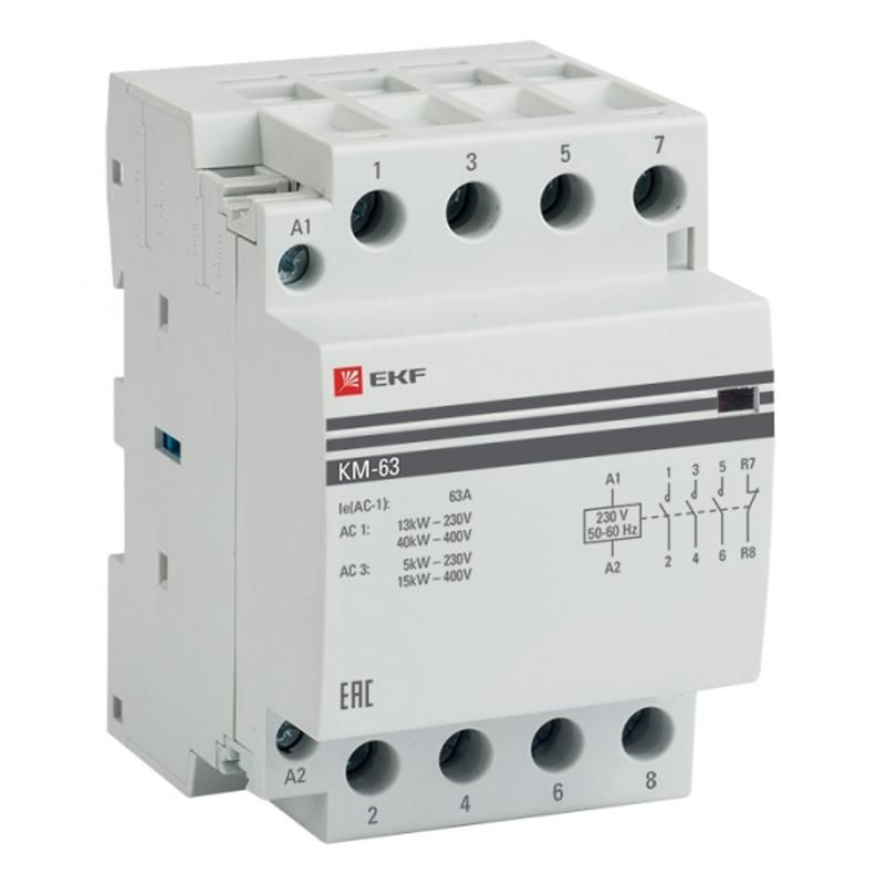 Контактор модульный КМ 63А 3NО+NC (3 мод.) EKF PROxima | km-3-63-31 | EKF — фото