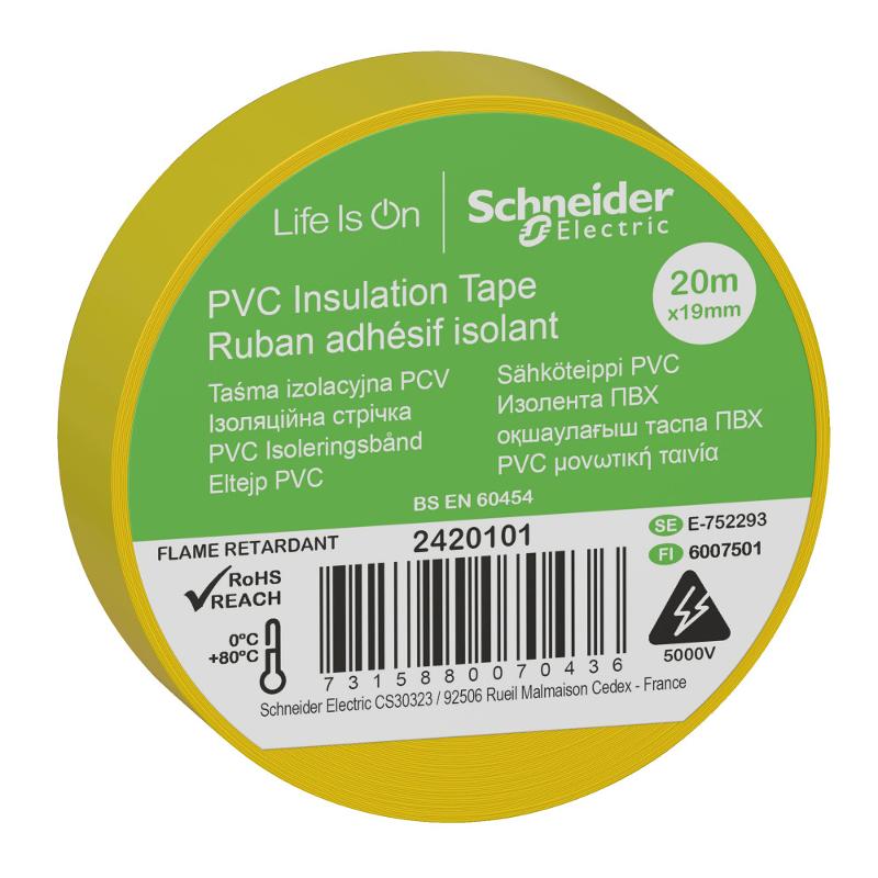 ИЗОЛЕНТА ПВХ 19мм Х 20м ЖЁЛТАЯ   | 2420101 |  Schneider Electric