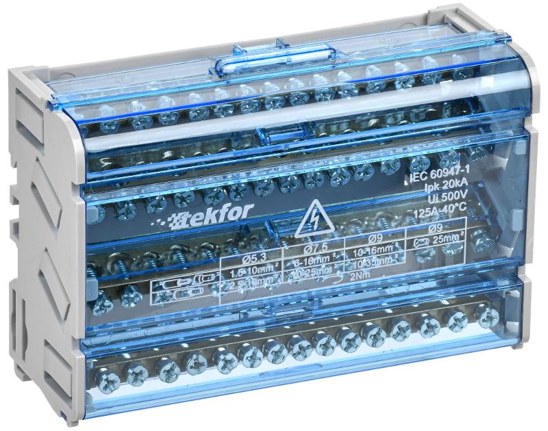 TEKFOR Шины на DIN-рейку (кросс-модуль) ШНК 4х15 3L+PEN | TF-DN10-4-15-125 | IEK — фото