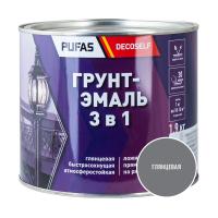 ПУФАС Грунт-эмаль 3 в 1 быстросохнущая серая (глянц.) Decoself (1,9кг) — фото
