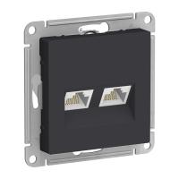 АТЛАС ДИЗАЙН Розетка компьютерная RJ-45 б/рамки с/у, 2 гнезда, кат.5е, IP20, карбон. SE ATN001085