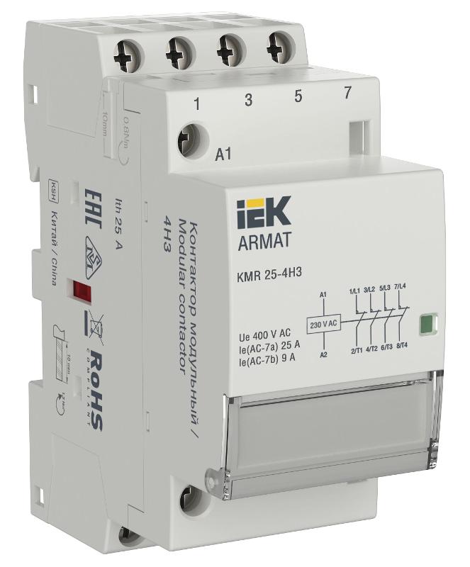 ARMAT Контактор модульный KMR 25А 230В AC 4НЗ | AR-KMR10-025-04-230 | IEK — фото