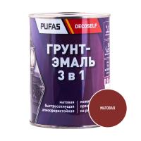 ПУФАС Грунт-эмаль 3 в 1 быстросохнущая красно-коричневая (мат.) Decoself (0,9кг) — фото