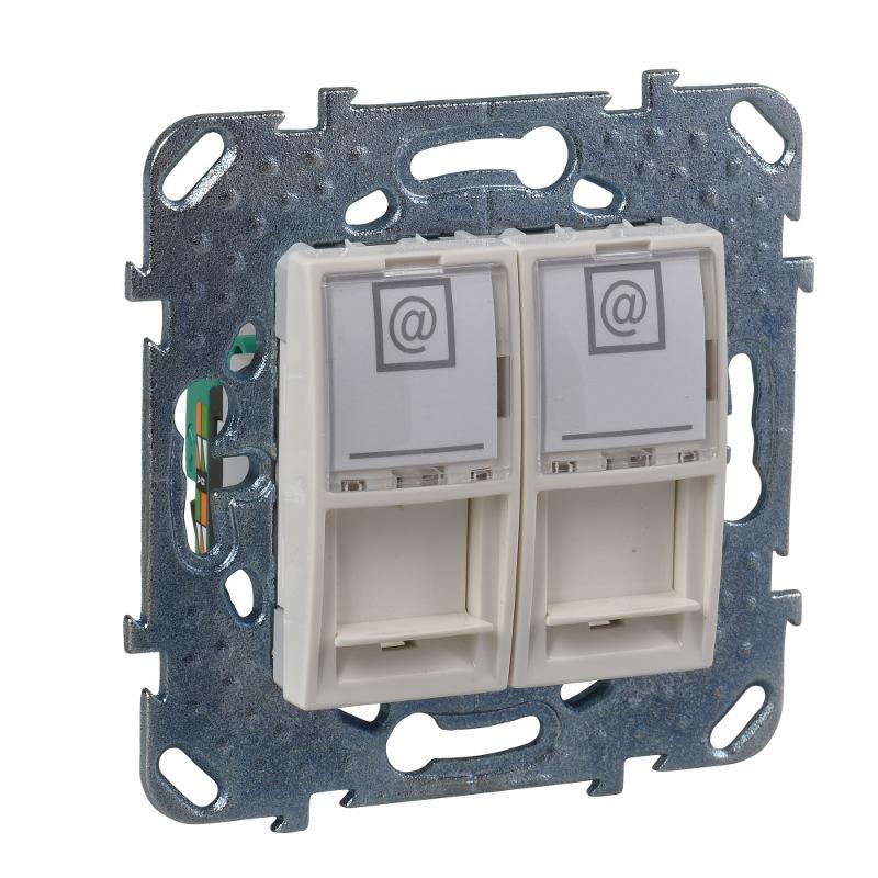 Unica Бежевый Розетка комп(RJ45) 2-ая кат.5е с полем для надписи | MGU5.2020.25ZD | Schneider Electric