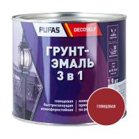ПУФАС Грунт-эмаль 3 в 1 быстросохнущая красная (глянц.) Decoself (1,9кг) — фото