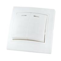 ТАЙМЫР Выключатель в сборе с/у, 2 клавиши, с/инд. 10А, 230В, керамика, IP20, белый. SQ1814-0005 — фото