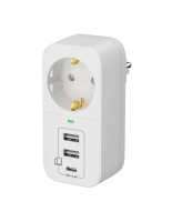 Разветвитель Фотон 1 гнездо AM 16-1E-USB/A2C1 с/з, 16А + 3хUSB 2.4А, белый — фото
