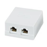 Розетка компьютерная RJ-45 о/у, 2 гнезда, кат.5е, внешняя, IP20, белая — фото