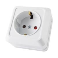 ЛАДОГА Розетка о/у, 1 гнездо, с/з, з/ш, 16А, 230В, IP20, белая. SQ1801-0060 — фото