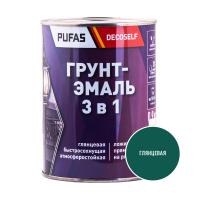 ПУФАС Грунт-эмаль 3 в 1 быстросохнущая зеленая (глянц.) Decoself (0,9кг) — фото
