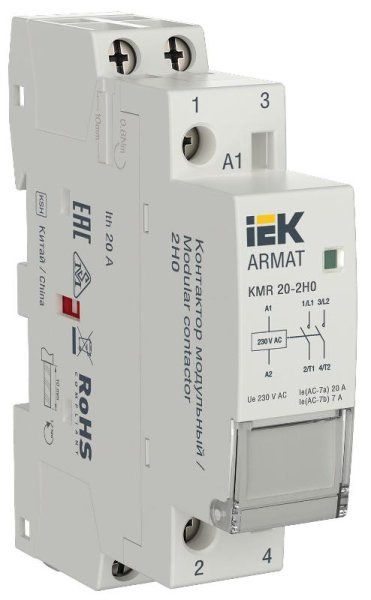 ARMAT Контактор модульный KMR 20А 230В AC 2НО | AR-KMR10-020-20-230 | IEK — фото