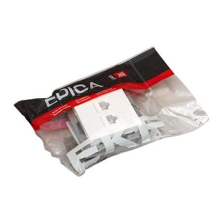 Механизм розетки RJ45 - 2шт, (cat5), белый Эпика EKF | UP1-SOW-2RJ45-5 | EKF — фото
