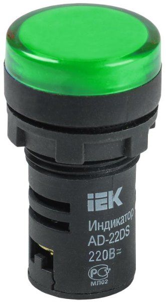 Лампа AD22DS(LED)матрица d22мм зеленый 230В   | BLS10-ADDS-230-K06 | IEK — фото