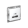 AtlasDesign Белый USB Розетка A+С, 5В/2,4 А, 2х5В/1,2 А, механизм | ATN000139 | SE — фото