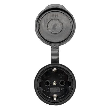 Розетка переносная с защитной крышкой каучуковая 230В 2P+PE 16A IP44 EKF PROxima | RPS-012-16-230-44 | EKF — фото
