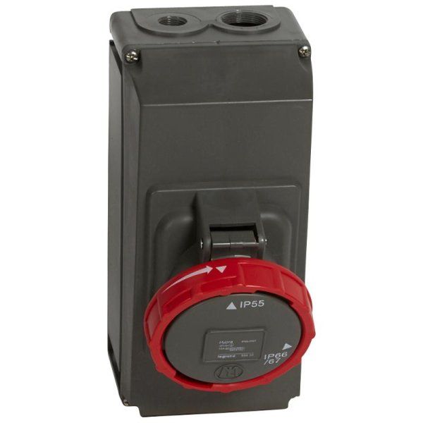 Розетка накладного монтажа в готовом корпусе Hypra - IP 66/67-55 - 3К+3 - 63 А - пластик | 059438 | Legrand — фото