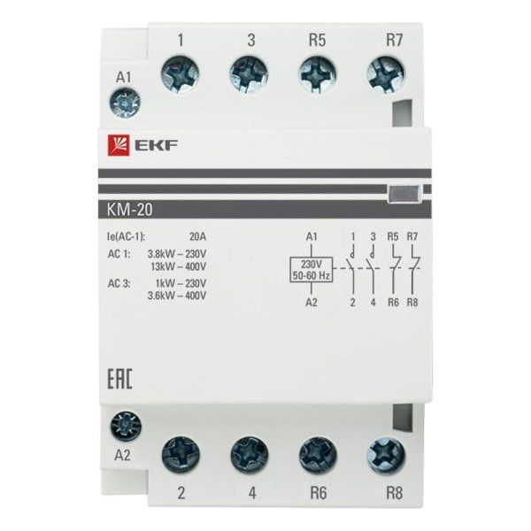 Контактор модульный КМ 20А 2NО+2NC (3 мод.) PROxima| km-3-20-22 | EKF — фото