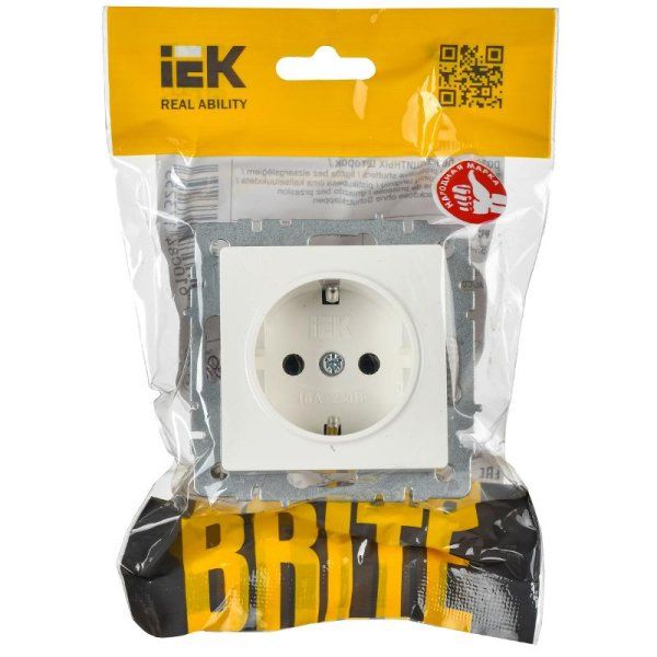 BRITE Розетка с заземлением без шторок 16А РС11-1-0-БрБ белый | BR-R11-16-K01 | IEK — фото