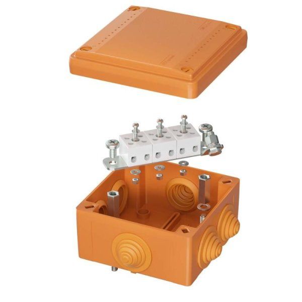 Коробка распределительная пластиковая FS огн., IP56,100х100х50мм, 5р, 450V,10A, 6мм.кв. с кабельными вводами и клеммниками | FSB11506 | DKC — фото