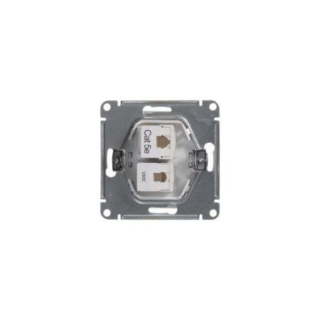 Glossa Белый Розетка 2-я RJ11+RJ45, кат.5E | GSL000185 | SE — фото