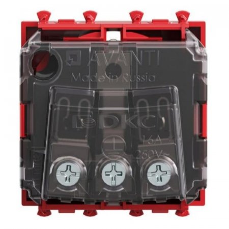 Розетка "Красный квадрат", 2P+E, с з/ш, "Avanti", 2 мод. | 4401002 | DKC — фото