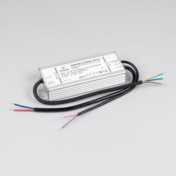 Блок питания ARPV-UH12100-PFC-0-10V (12V, 8.3A, 100W) (IP67 Металл, 7 лет) | 028454 | Arlight — фото
