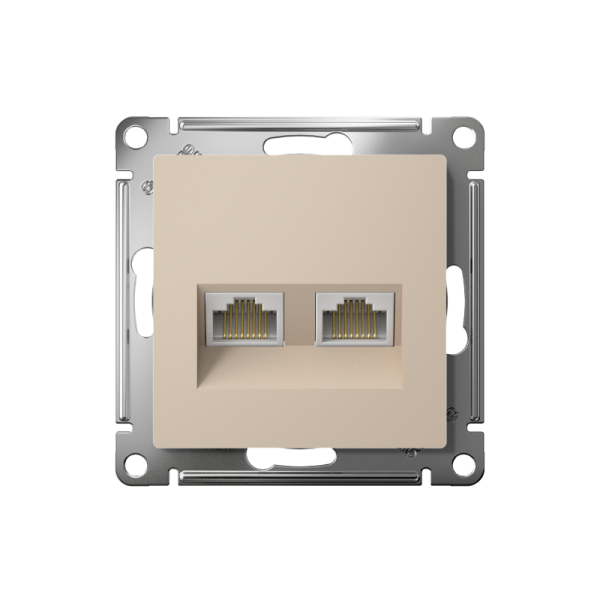 AtlasDesign Песочный Розетка 2-ая компьютерная RJ45+RJ45, кат.5E, механизм | ATN001285 | SE — фото