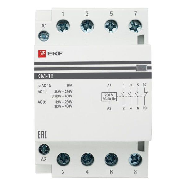 Контактор модульный КМ 16А 3NО+NC (3 мод.) EKF PROxima | km-3-16-31 | EKF — фото