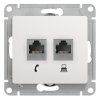 Glossa Белый Розетка 2-я RJ11+RJ45, кат.5E | GSL000185 | SE — фото