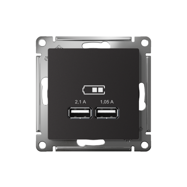 AtlasDesign Карбон Розетка USB, 5В, 1 порт x 2,1 А, 2 порта х 1,05 А, механизм | ATN001033 | SE — фото