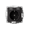 AtlasDesign Карбон Розетка 16А c 2 USB A+A, 5В/2,4А, 2х5В/1,2 А, механизм | ATN001030 | SE — фото