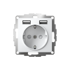 AtlasDesign Белый Розетка 16А с 2 USB A+A, 5В/2,4А, 2х5В/1,2А, механизм | ATN000130 | SE — фото