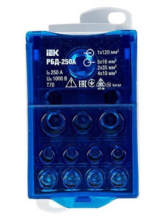 Блок распределительный на DIN-рейку РБД-250А | RBD-250 | IEK — фото