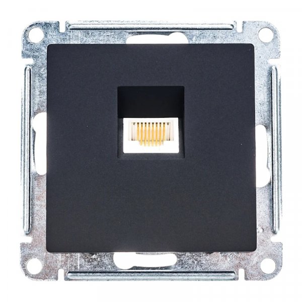 АТЛАС ДИЗАЙН Розетка компьютерная RJ-45 б/рамки с/у, 1 гнездо, кат.5е, IP20, карбон. SE ATN001083 — фото