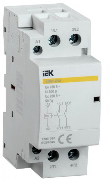 Контактор модульный КМ63-20М AC IEK | MKK11-63-20 | IEK — фото