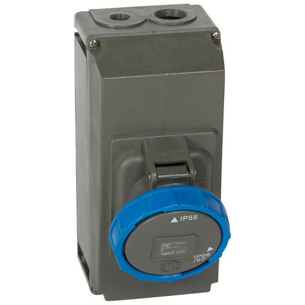 Розетка накладного монтажа в готовом корпусе Hypra - IP 66/67-55 - 2К+3 - 63 А - пластик | 059336 | Legrand — фото