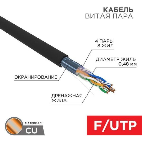 Кабель FTP 4PR 24AWG CAT5e 305м OUTDOOR PROCONNECT | 01-0154 | PROconnect — фото