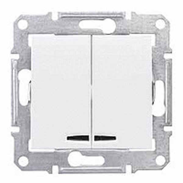 Sedna Белый Выключатель 2-клавишный с подсветкой 10А (сх 5) | SDN0300321 | Schneider Electric — фото