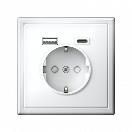 ArtGallery Белый Розетка 16А с 2 USB A+C, 5В/2,4А/3,0А, 2х5В/1,5А, механизм | GAL000132 | SE — фото