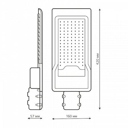 Светильник светодиодный консольный уличный Avenue 80W 8000lm 5000K 190-250V IP65 420*160*57мм черный КСС "Ш" LED 1/10 | 629534380 | Gauss — фото