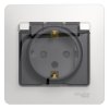 Glossa Белый Розетка с заземлением со шторками с крышкой, IP44 (в сборе с рамкой) | GSL000148 | SE — фото