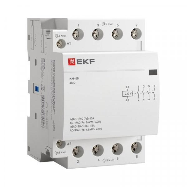 Контактор модульный КМ 40А 4NО (3 мод.) EKF PROxima | km-3-40-40 | EKF — фото