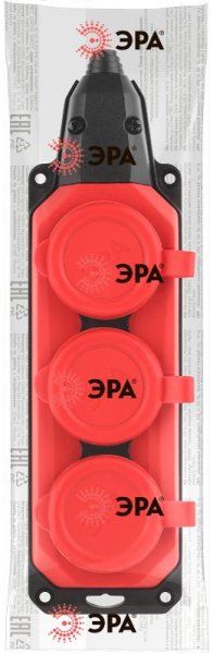 K-3e-RED-IP44 ЭРА Колодка каучуковая с/з 3гн 16A IP44 красная | Б0044552 | ЭРА — фото