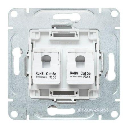Механизм розетки RJ45 - 2шт, (cat5), белый Эпика EKF | UP1-SOW-2RJ45-5 | EKF — фото