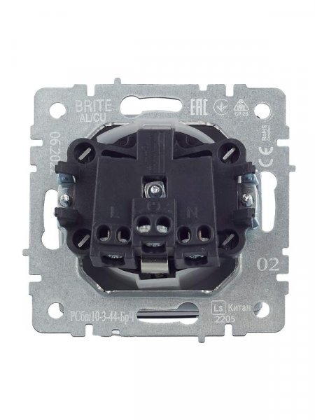 BRITE Розетка с заземлением со шторками с кр. 16А IP44 РСбш10-3-44-БрЧ черный | BR-R16-16-44-K02 | IEK — фото